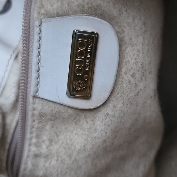 Vintage Gucci White Leather and Canvas Bucket Bag OPHIDIA BUCKET CROSSBODY BAG - Picture 13 of 14